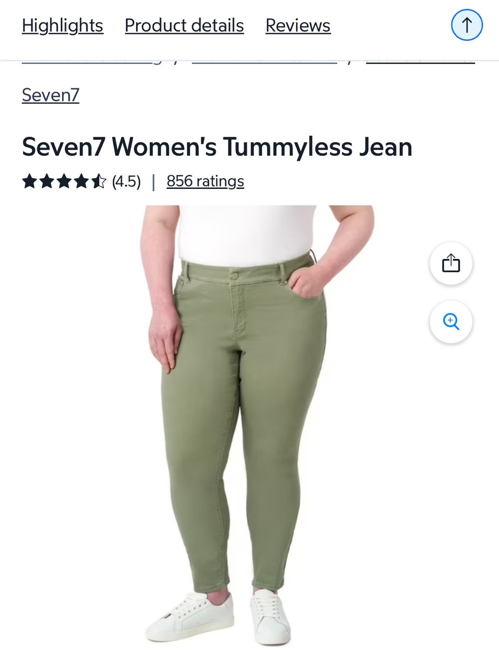 Seven7 Olive Green Slim Tummyless Jeans
